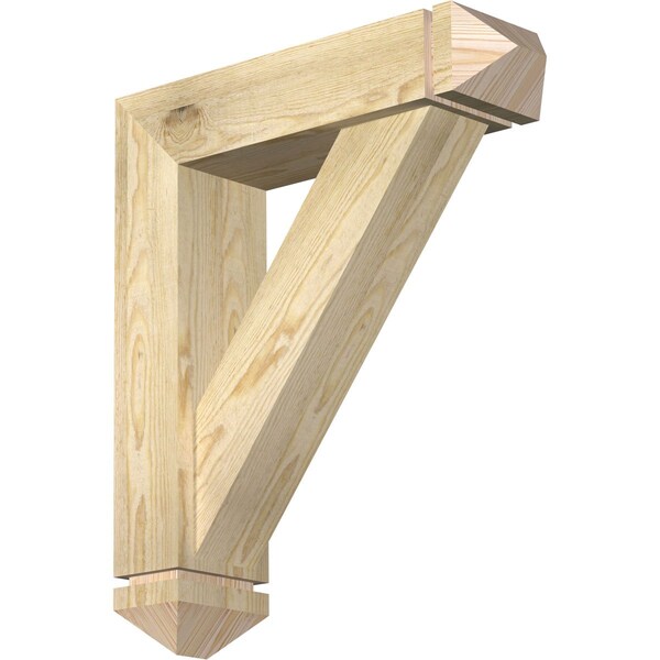 Ekena Millwork Traditional Arts and Crafts Rough Sawn Bracket w/ Offset Brace, Douglas Fir, 6"W x 22"D x 26"H BKT0604X22X26TRA03RDF - main
